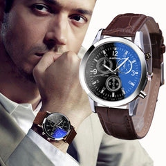 Malloom Mens Roman Numerals Blue Ray Glass Watch