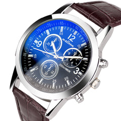 Malloom Mens Roman Numerals Blue Ray Glass Watch