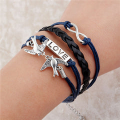 New fashion infinite double leather bracelet