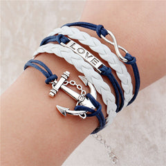 New fashion infinite double leather bracelet