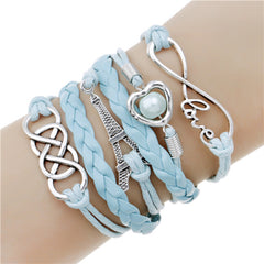 New fashion infinite double leather bracelet