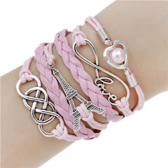 New fashion infinite double leather bracelet
