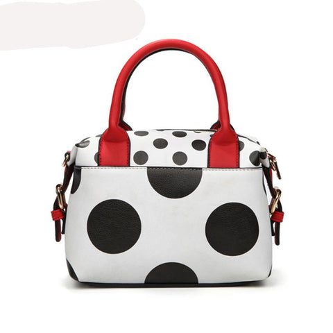 FASHIONABLE LEATHER AND POLKA DOT DESIGN TOTE BAG FOR WOMEN LEATHER BAGS