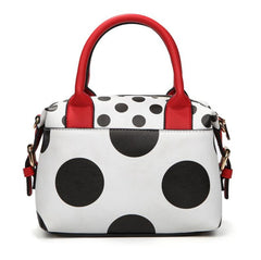 FASHIONABLE LEATHER AND POLKA DOT DESIGN TOTE BAG FOR WOMEN LEATHER BAGS