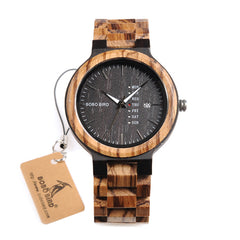 Newest Two-tone Wood Watch  Display Date for Men