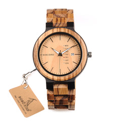 Newest Two-tone Wood Watch  Display Date for Men