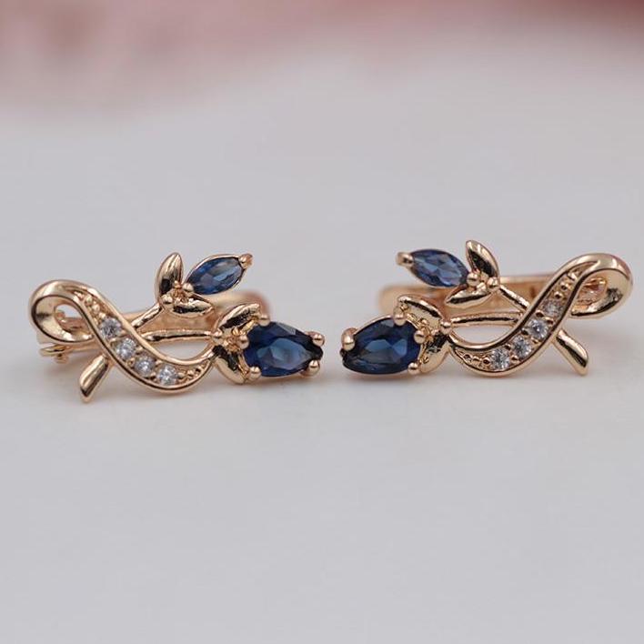 Luxury Trendy Crystal Drop Rose Gold Colour Earrings