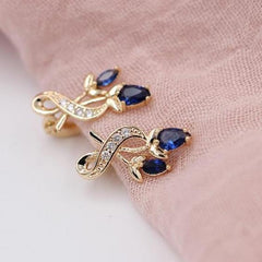 Luxury Trendy Crystal Drop Rose Gold Colour Earrings