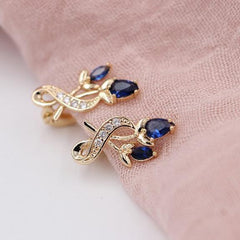 Luxury Trendy Crystal Drop Rose Gold Colour Earrings