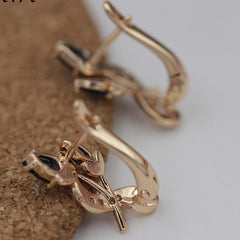 Luxury Trendy Crystal Drop Rose Gold Colour Earrings