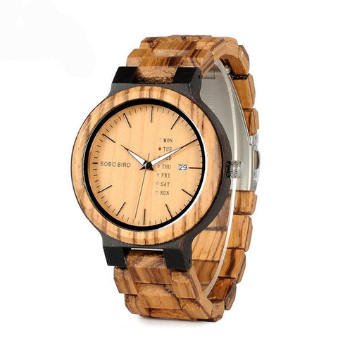 Newest Two-tone Wood Watch  Display Date for Men