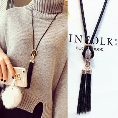 Tassel Long Winter Sweater Chain Necklace