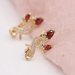 Luxury Trendy Crystal Drop Rose Gold Colour Earrings