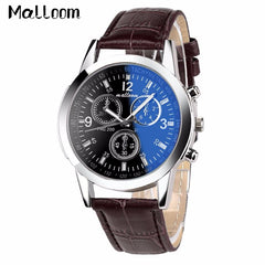 Malloom Mens Roman Numerals Blue Ray Glass Watch