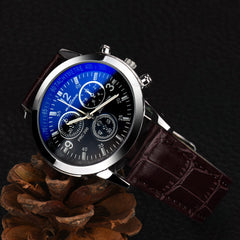 Malloom Mens Roman Numerals Blue Ray Glass Watch