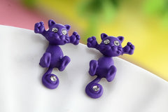 New Multiple Color Cute Cat Stud Earrings