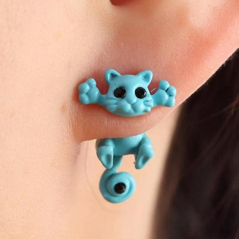 New Multiple Color Cute Cat Stud Earrings