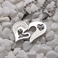 Couples Stainless Steel Chain Black Heart Love Necklaces