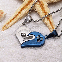 Couples Stainless Steel Chain Black Heart Love Necklaces