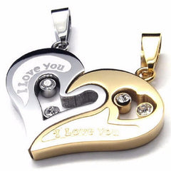 Couples Stainless Steel Chain Black Heart Love Necklaces