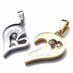 Couples Stainless Steel Chain Black Heart Love Necklaces