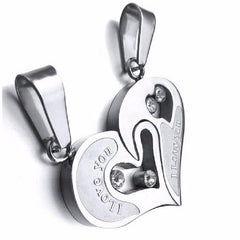 Couples Stainless Steel Chain Black Heart Love Necklaces