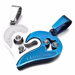 Couples Stainless Steel Chain Black Heart Love Necklaces