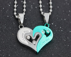 Couples Stainless Steel Chain Black Heart Love Necklaces