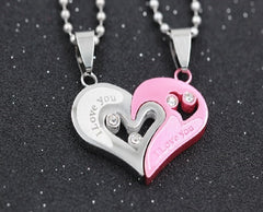 Couples Stainless Steel Chain Black Heart Love Necklaces