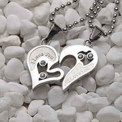 Couples Stainless Steel Chain Black Heart Love Necklaces