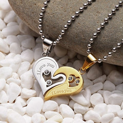 Couples Stainless Steel Chain Black Heart Love Necklaces