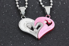 Couples Stainless Steel Chain Black Heart Love Necklaces